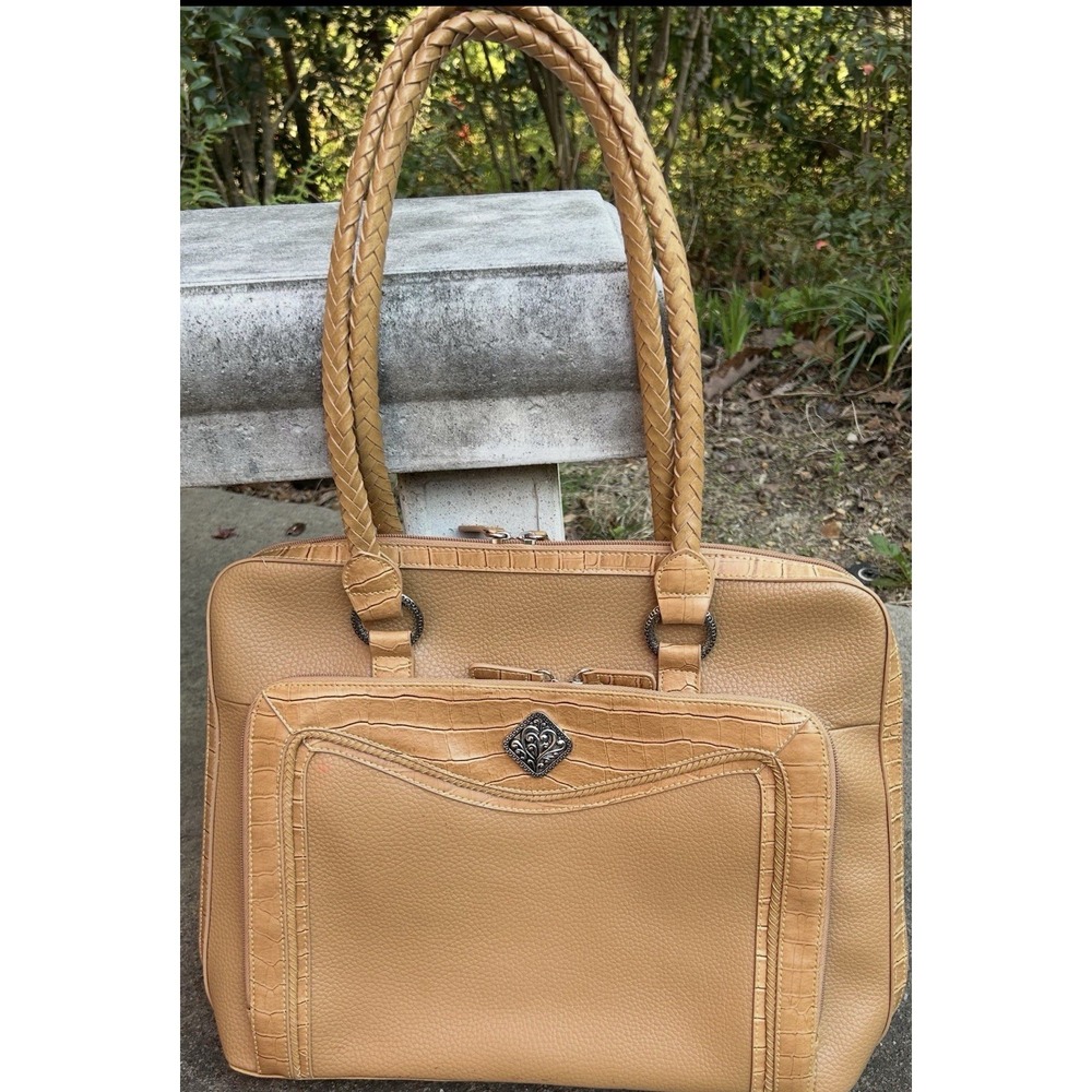Coldwater Creek Large Brown Faux‎ Leather Tote Bag/Laptop Tote Handbag Purse